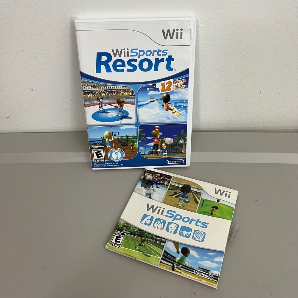Nintendo Wii Sports Resort and Wii Sports Game Bundle Disc Set Original Case E